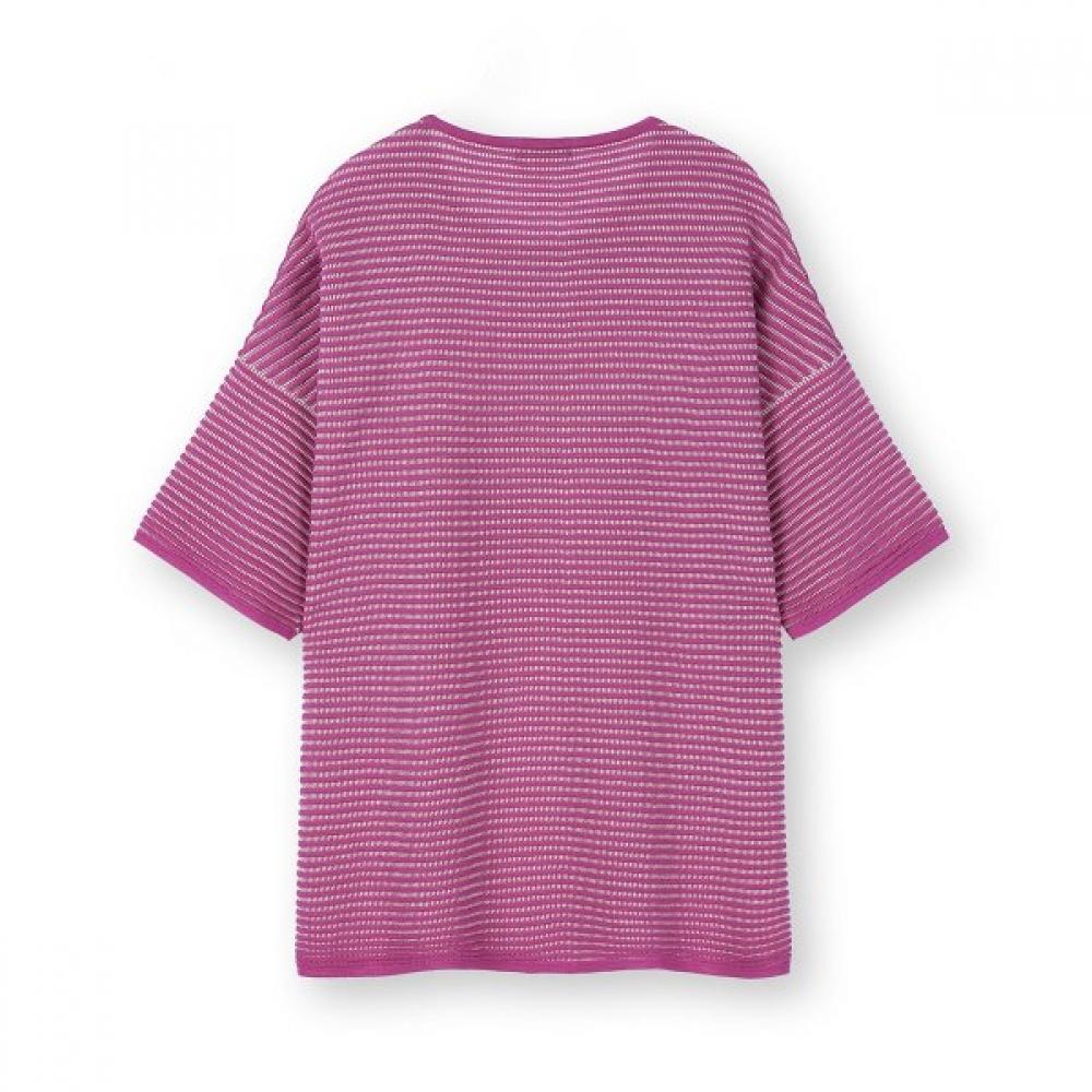 FURINA ElasTic STripe ShorT Sleeve KniT T shirT