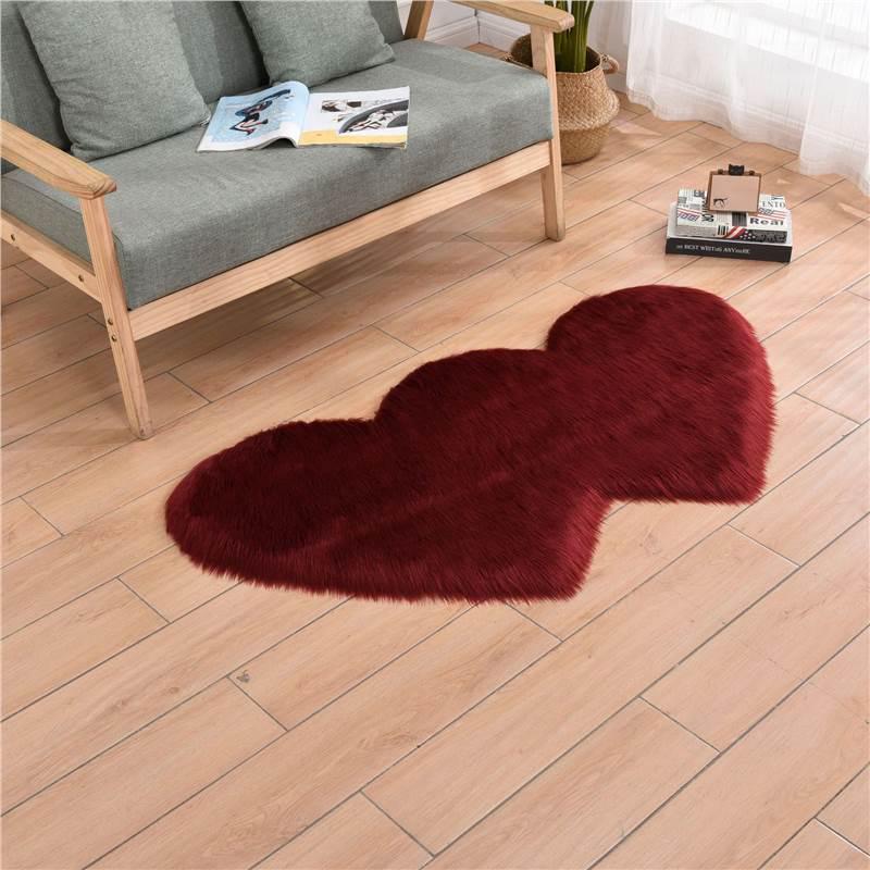 Simple Faux Wool Irregular Bedside Rug for Bedroom and Living Room
