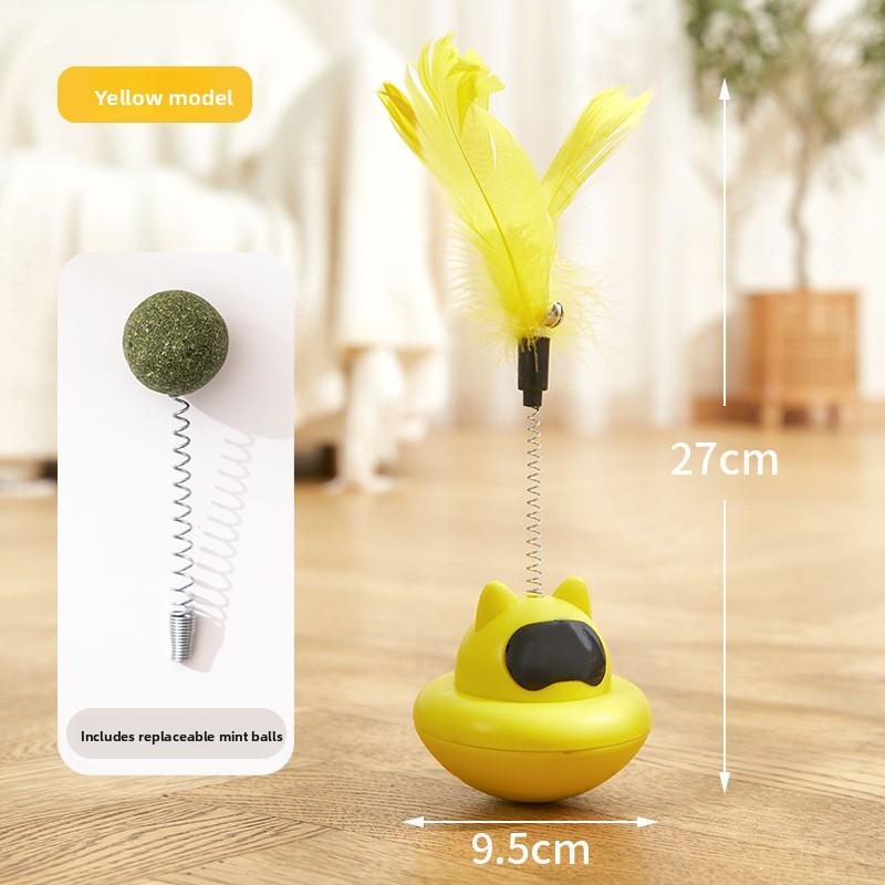 New Suction Cup Cat Toy - Standing Figure Toy with Feathers - Cat Self-amusement Toy for Relieving Boredom - Lazy Person's Cat Toy