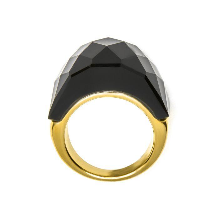 Bague Luxenter avec Onyx et Quartz Hydrothermal en or jaune 18 carats - Hianvi