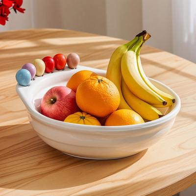 Fruitschaal met 6 Kleurrijke Vorkjes Grote Capaciteit Spiraalvormige Bodem met Vorkenopberggat voor Snacks en Feestjes
