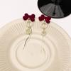 Shiny Rhinestone Bow Stud Earrings Pearl Sweet Jewelry Simple Dangle Earrings  Wedding Accessories