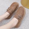 Women's British Style Retro Leather Flats - Casual Spring/Autumn Shoes