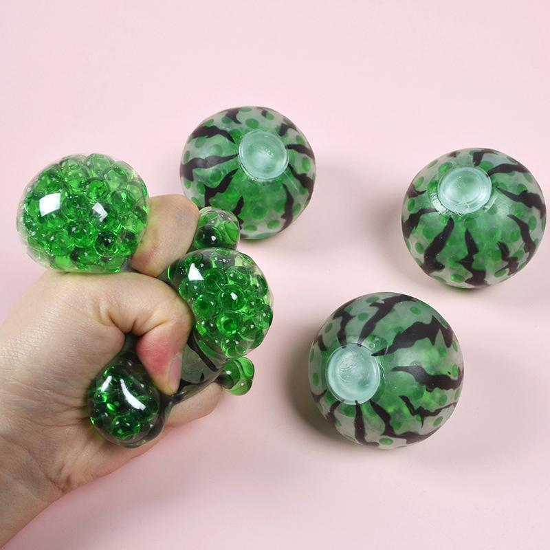 Soft Fruit-Like Watermelon Bead Squishy; Inventive Squeeze Toy for Decompression; Unique Gift Offering.