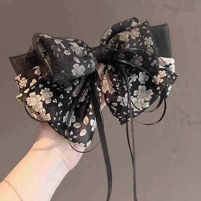 Pince à cheveux rétro à nœud ruban, pince à cheveux style étranger, accessoire pour cheveux