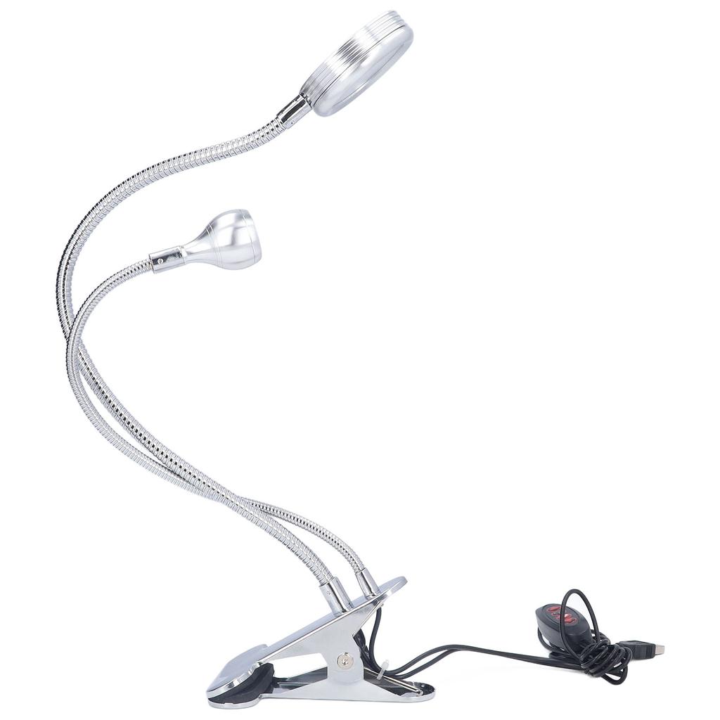 Clip Desk Lamp 10 Gear Adjustable LED Double Head Gooseneck Table Lamp Reading Lamp for Bedroom