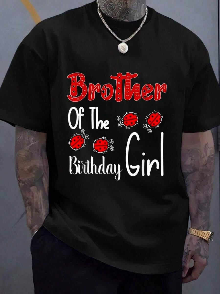 100% Cotton Brother Of The Birthday Girl Matching Family Ladybug Lovers T-Shirt Women s Men s Graphic S