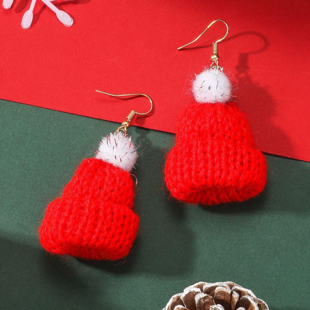 Decorated Christmas Elf Pendant Christmas Balls Santa Hat Dangle Earrings  Accessories