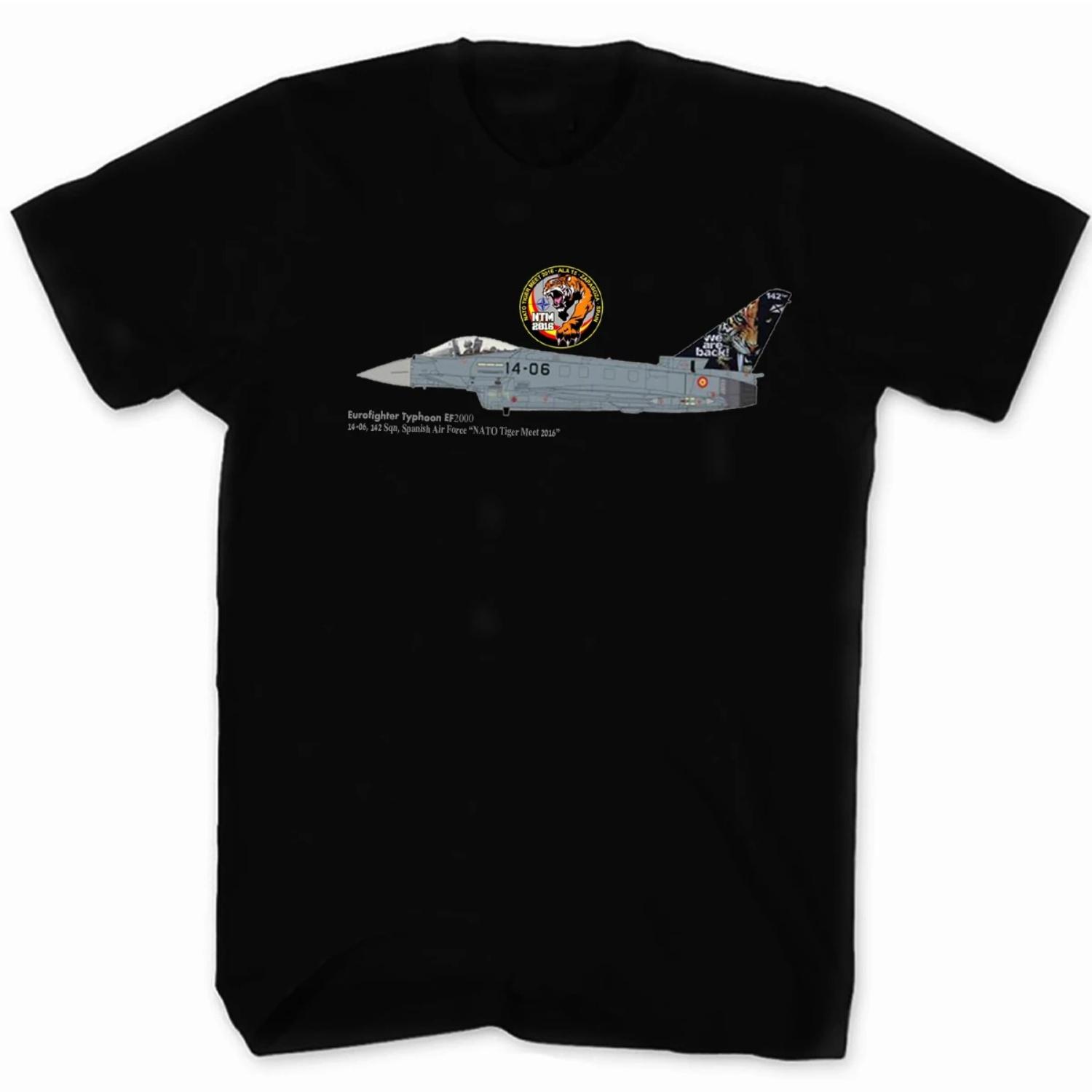 

Футболка мужская с принтом Tiger Meet ВВС Испании Eurofighter Typhoon EF2000, новая, 100% хлопок, короткий рукав, круглый вырез, повседневная S чёрный