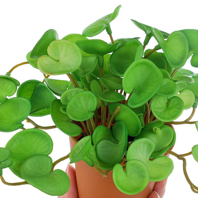 15cm Artificial Plant Mini Bouquet Copper Coin Grass Soft Glue Fake Green Plants Wall Hanging for Home Office Garden Decoration