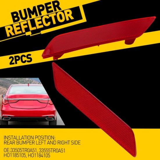 2Pcs Red Reflector Light Rear Case LH & RH Bumper For 2013 2014 2015 Honda Civic