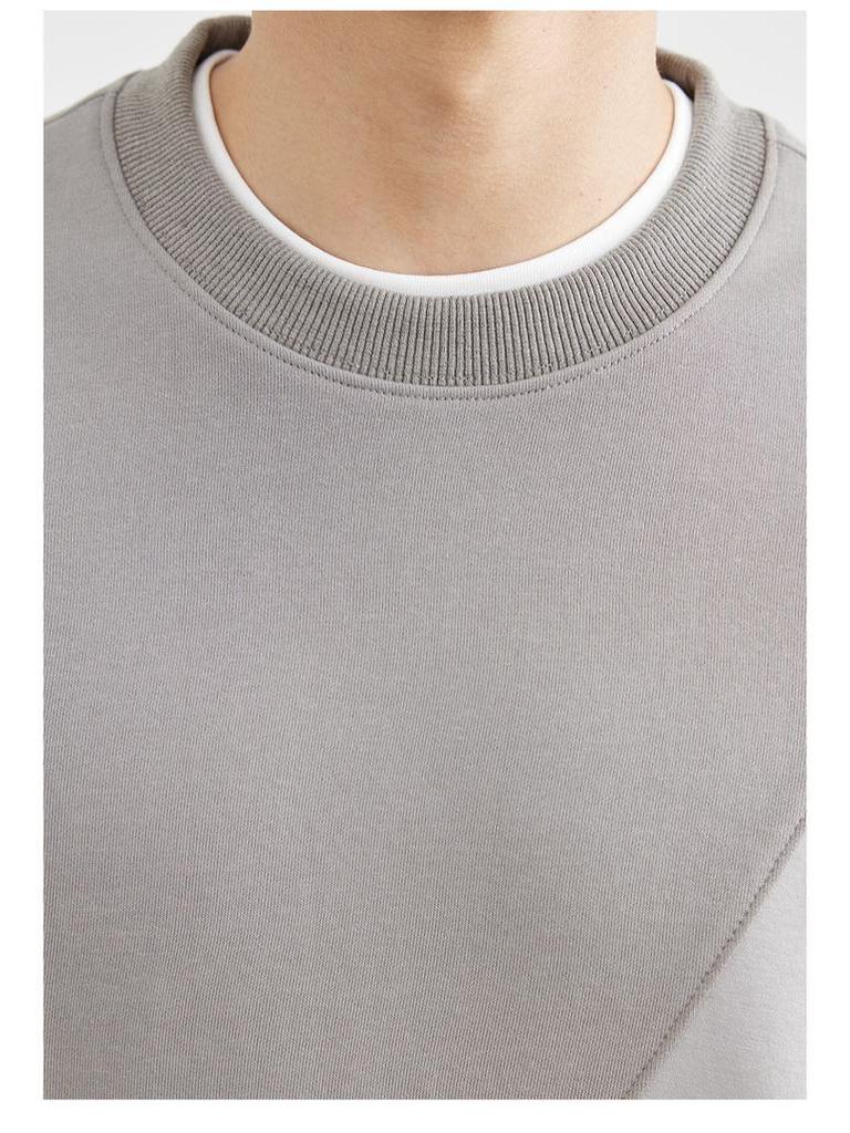 Men's Anti-Wrinkle Memory Foam Round Neck Patchwork Long Sleeve Hoodie - Spring/Autumn 2024 Collection