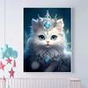 5d DIY Diamond Painting Cross Stitch Crown White Cat Animal Diamond Embroidery Animal Mosaic Full Round Drill Home Decor