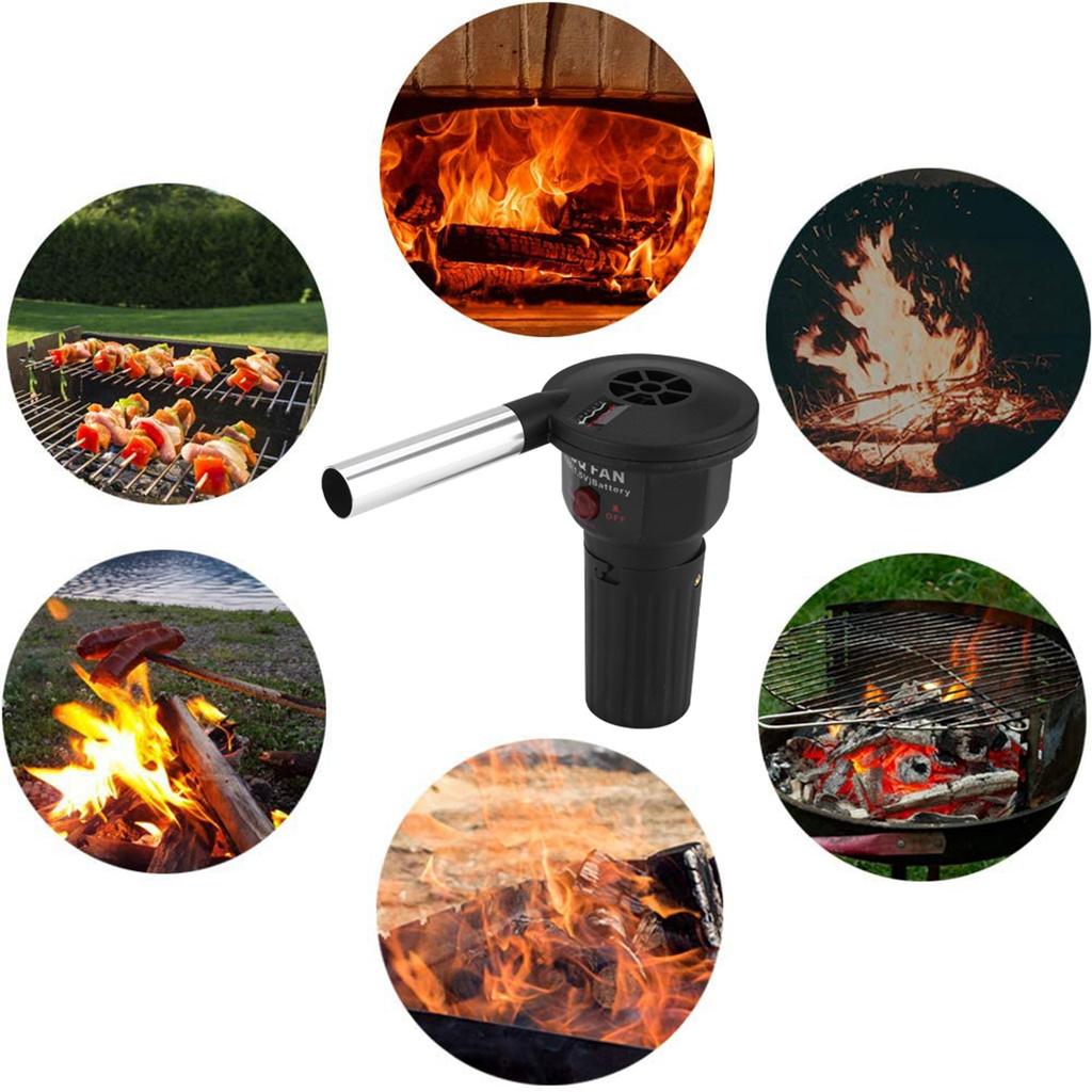 BBQ Blower Portable Battery Powered BBQ Fan Air Blower for Outdoor Camping Picnic Charcoal Grill Barbecue Grill Fan Grill Blower