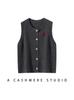 Layered Round Neck Knit Cardigan Vest for Women - Autumn/Winter College Style Loose Fit with Heart Design