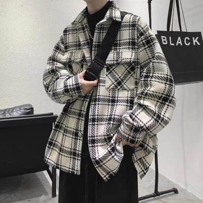 2024 Trendy Plaid Shirt Jacket for Spring & Autumn: Korean-Style, Casual, Loose-Fit for Boys