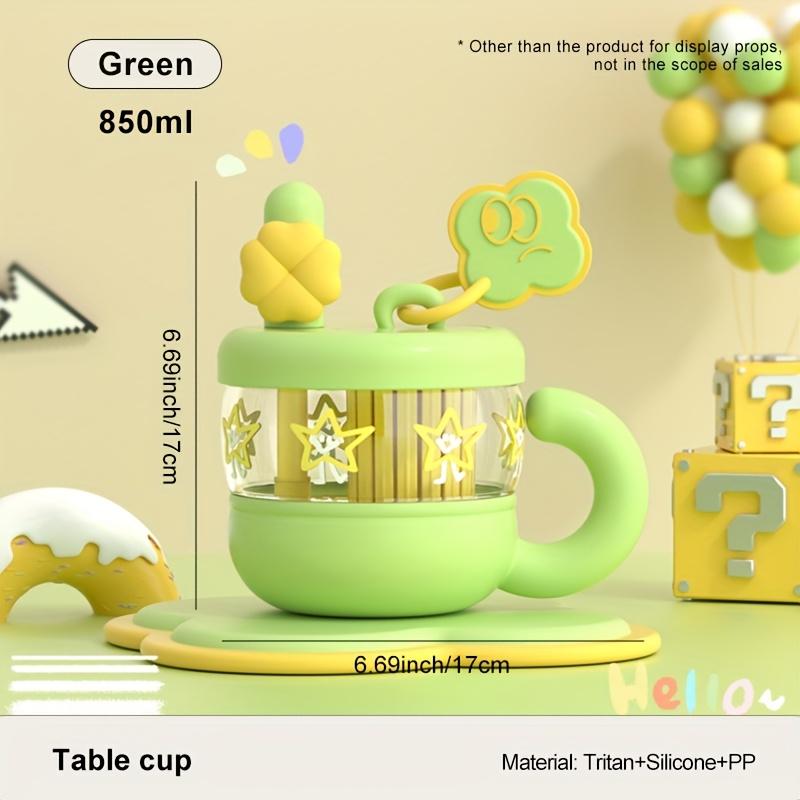 Cute Tritan Straw Cup with Whimsical Floral Design,Large Capacity, Slip-Resistant, Reusable Summer Drinkware for Office or Home, Hand Wash Only