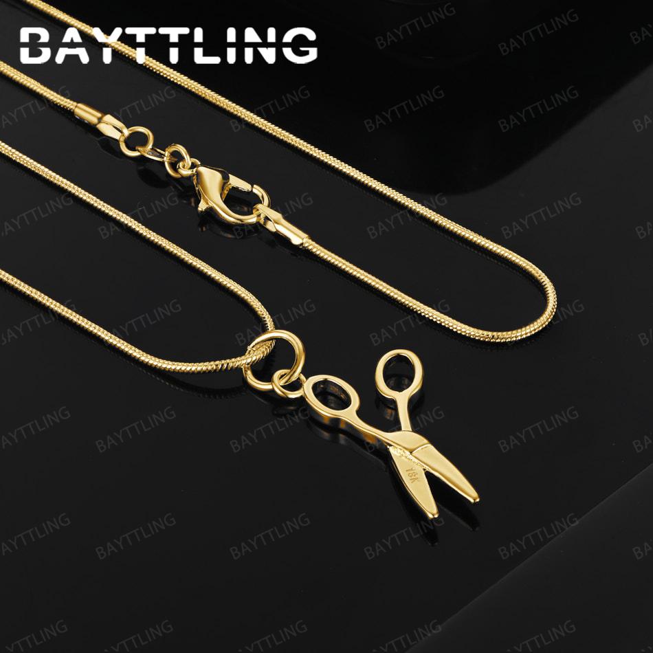 925 Sterling Silver 18K Gold 16-30 Inch Exquisite Scissors Pendant Necklace Fashion Wedding Gift Party Accessories