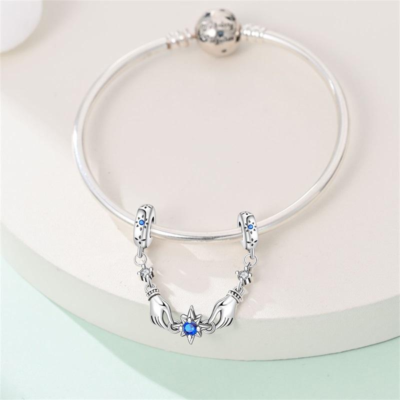 Original Charms Copper Hand Picking Star Safety Chain Charms Bead Fits 3Mm Original Bracelet Women Diy Jewelry Gift