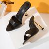Fashion Eilyken Summer Slippers Design Strange Women Mule Thin Heels Sandals Flip Flops Pointed Toe Slides Party Shoes