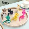 6pcs Mixed Set of Cute Animal-Shaped Cable Organizers - Multifunctional Data Computer And Headphone Wire Winder  Black Plastic Cable Management System