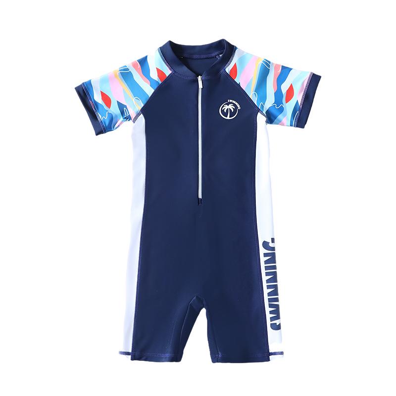 Boys' Cartoon Two-Piece Long Sleeve Swimsuit – S, M, L Sizes, Sun Protection, Quick-Dry Summer Swimwear.