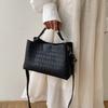 Modern Black Khaki Brown Women's Fashionable Pu Leather Crossbody Tote Bag