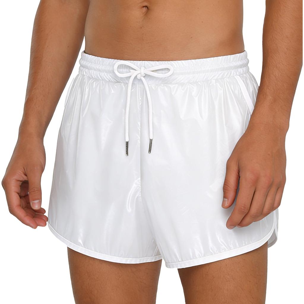Herren Badehose Color Block Wasserdichtes Design Elastischer Bund Kordelzug Nähte Taschen Trainingsshorts