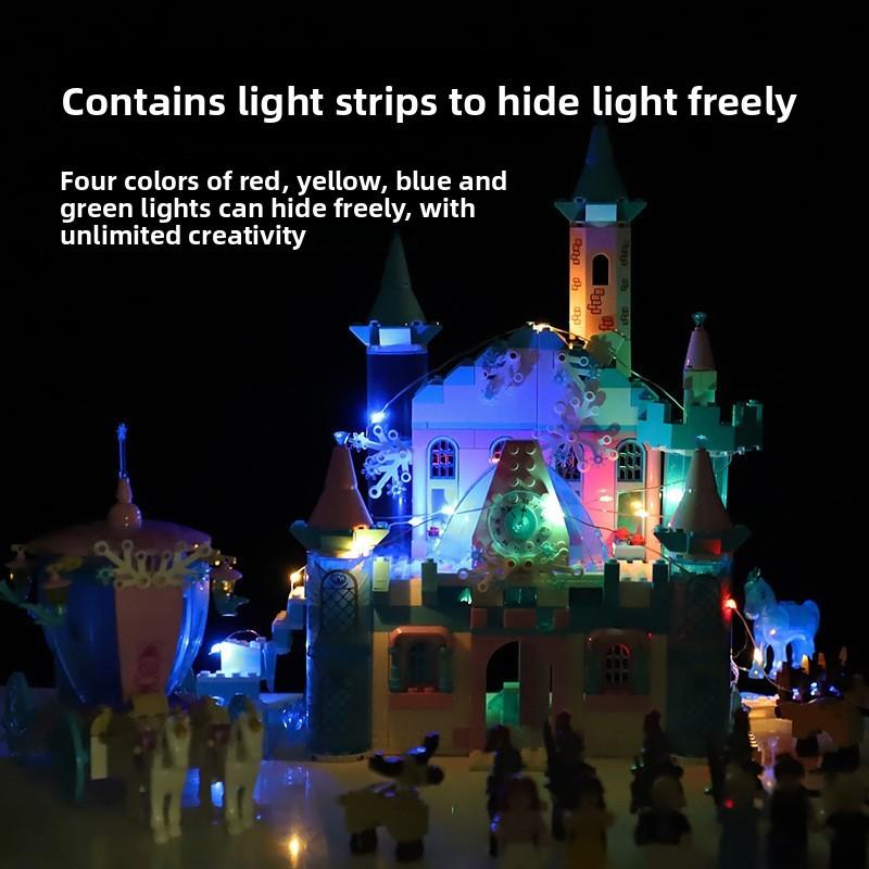 Ice Snow Ferris Wheel Sled Castle Assembly Building Block With Function Lighting