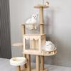 Multi-Layer Cat Tower Wooden Cats Climbing Frame Modern Indoor Pet Toys With Nest Kitty Scratching Posts Activity Cat Tree House