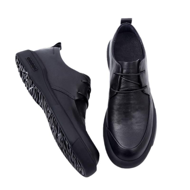 Herren Freizeitschuhe aus Leder Herren Trend vielseitig Britischer Stil Business Herrenschuhe atmungsaktiv weiche Sohle schwarz Schnürer Arbeitsschuhe