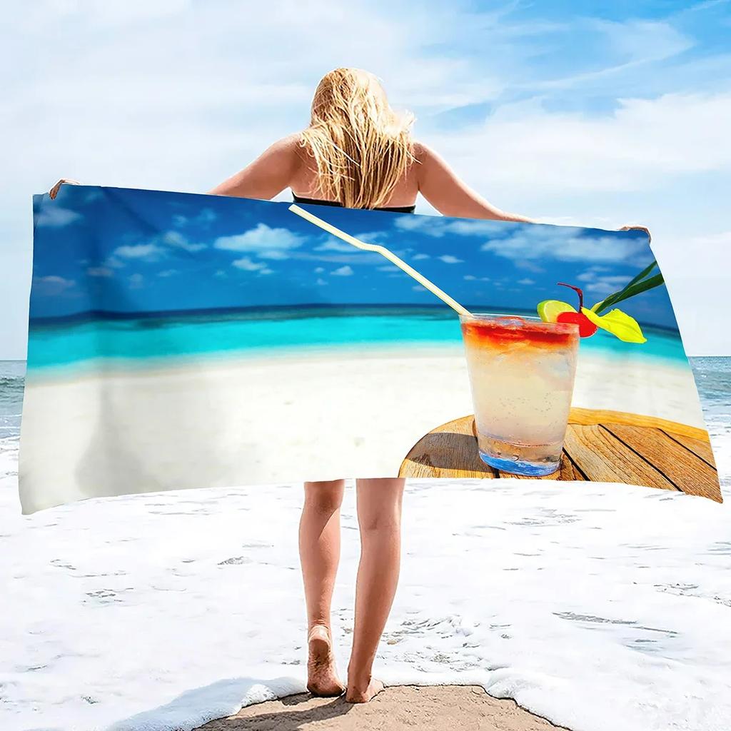 Asciugamano da Spiaggia Stella Marina Mare Oceano Onda Estate Asciugamano da Bagno Assorbente Multiuso per Mani, Viso, Palestra, Sport Decorazione per la Casa