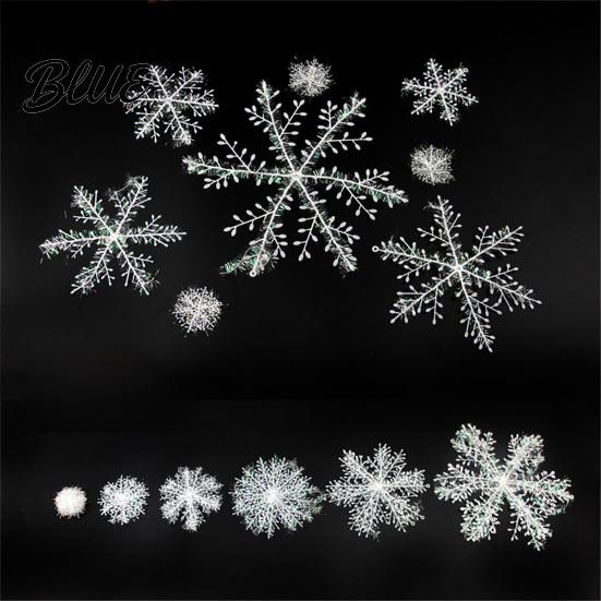 Festival Decorative Hanging Foil Tinsel Snowflake Ornament Pcs Christmas Ornaments 30 White Glitter Artificial Snowflakes