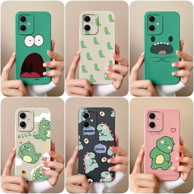 Capa de silicone líquido para Xiaomi Redmi Note 12 Pro+ 12S 12R Note 8 9 10 11 Pro Cute Dinosaur Capa à prova de choque anti-queda fosca para pára-choque Redmi