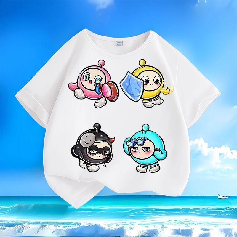 Children's Fashionable Egg-shaped Party T-shirt, Summer Casual Top for Boys and Girls