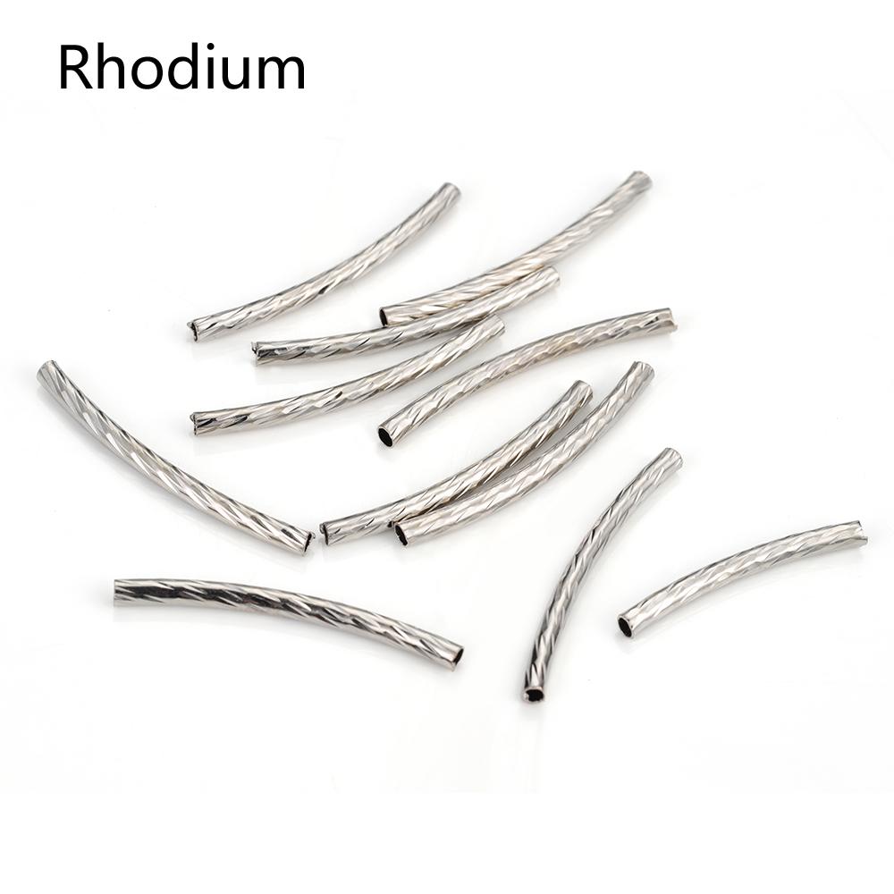 100pcs Stripe Copper Curved Tube Spacer Beads Connector for Bracelet DIY Jewelry Making Components Necklace Accessories 25-30mm