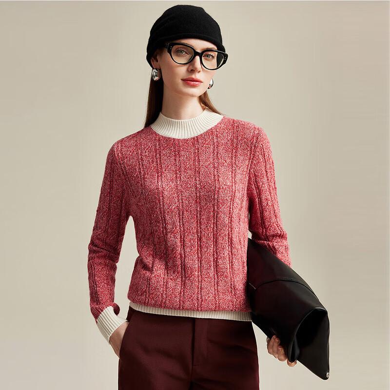 Zhaojun Women's Thick Cable Knit Cashmere Mock Neck Sweater