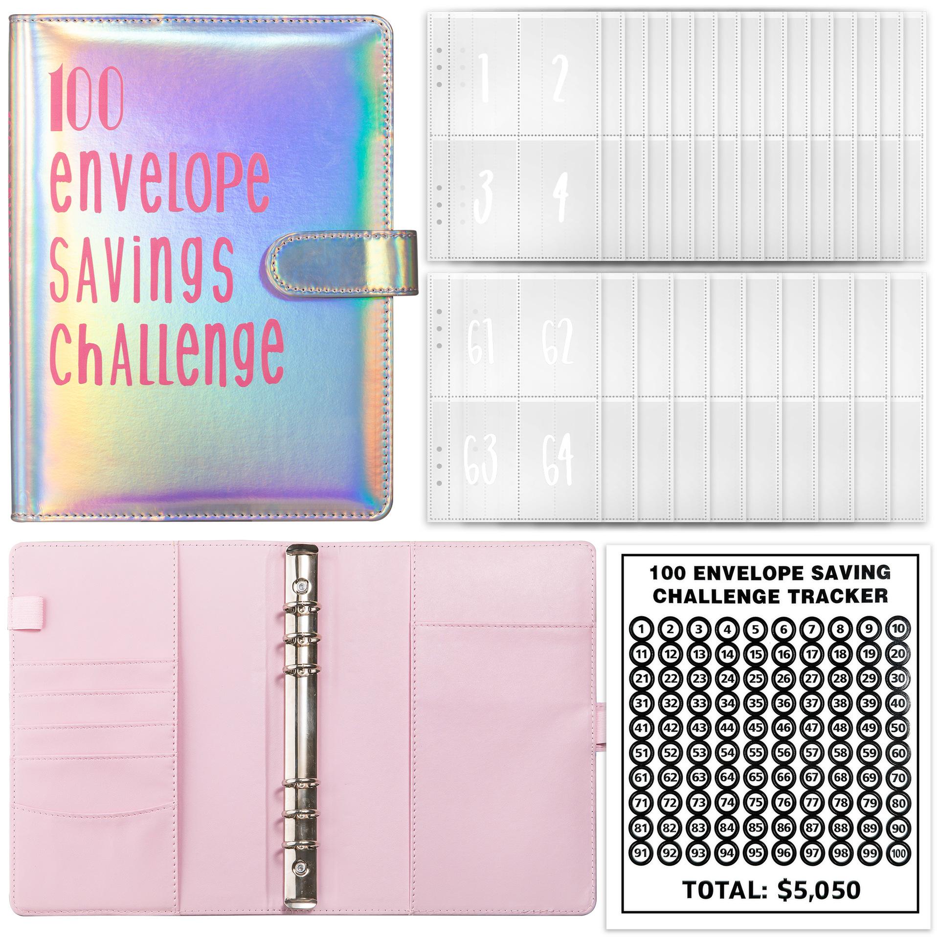 100 Envelope Money Saving Box A5 Budget Binder Organizer Savings Challenge Budget Planner Book 100 Envelope Savings Challenge (Silver,no&A5) серебряный