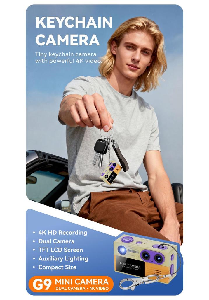 G9 Mini Dual Lens 4K HD Student Pocket Camcorder for Children.