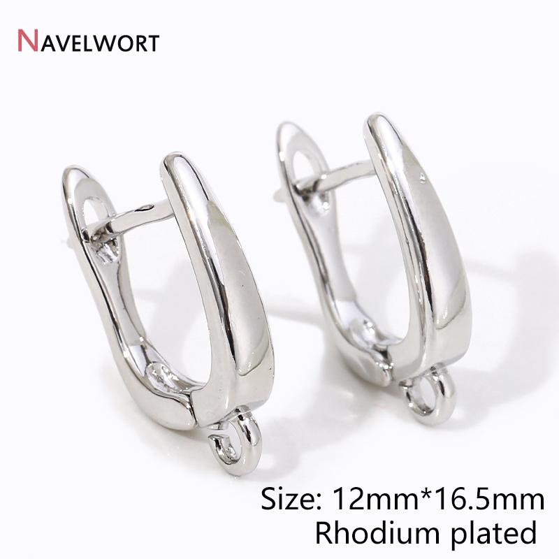 18K Gold Plated Brass Metal Earwires Basic Fasteners,Earring Fixtures,Inlaid Zircon Earring Hooks,Earring Making Supplies