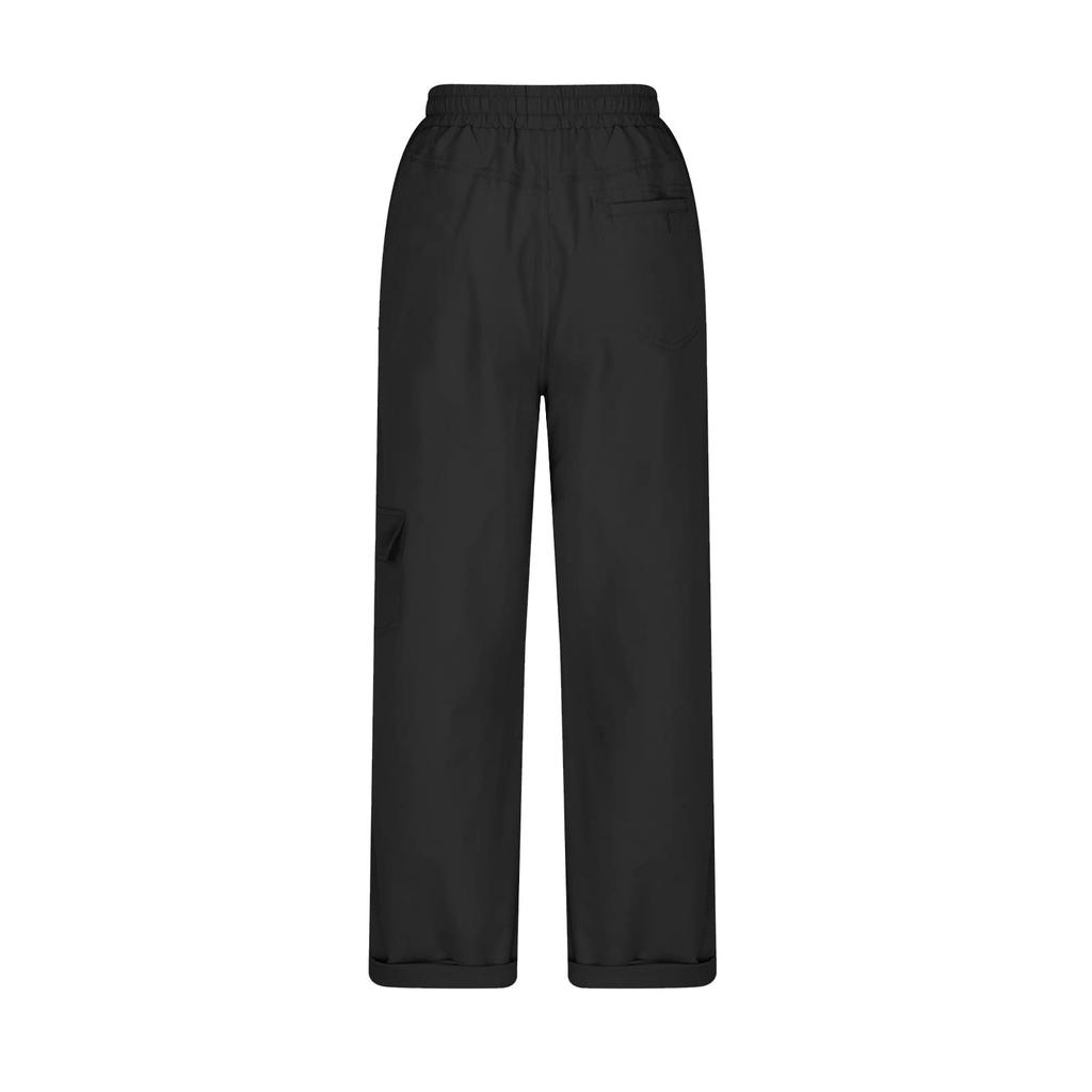 Damenmode Farbe Umgeschlagener Saum Hose Kordelzug Elastischer Bund Cargohose Lässige Hose
