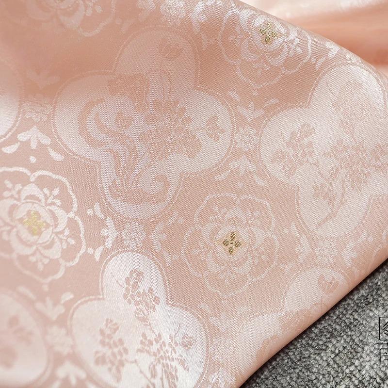 100x150cm High End Jacquard Fabric Small Golden Osmanthus Lotus Flower Brocade Fabric for Cheongsam Horse Face Skirt DIY Sewing