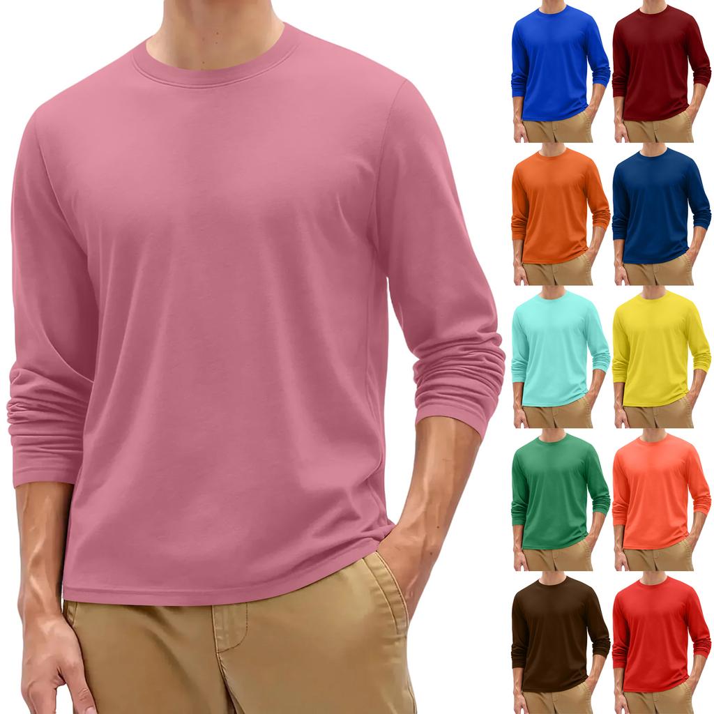 Pánské základní tričko s kulatým výstřihem a dlouhým rukávem