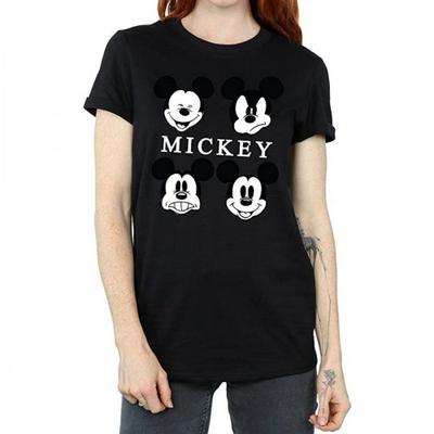 Camiseta feminina/feminina Mickey Mouse Head Cotton Boyfriend