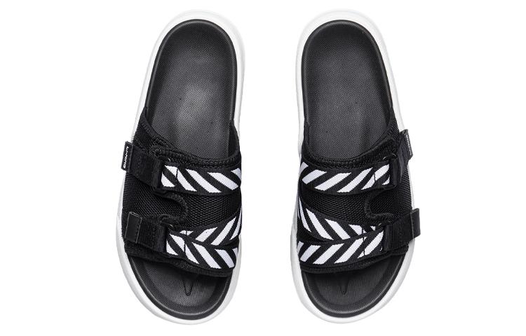 Li Ning Rubber Sole Slide Slippers Women's Black White AGAR014-1