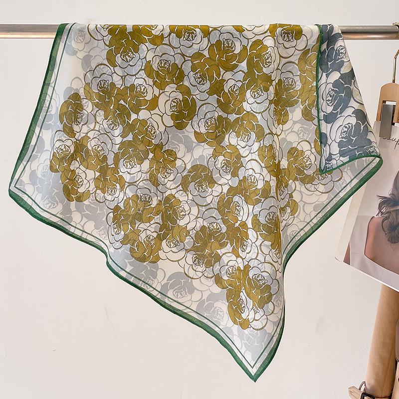 Fashion 70cm Cotton Square Scarf Women Floral Print Design Bandanas Lady Scarves Headband Accessories Handkerchief Hair