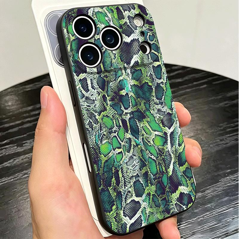 Fashion Snake Skin Pattern Soft Phone Case for iPhone 16 16E 17 Air 15 Pro Max 14 Plus 13 Mini 11 12 7 Black Cover Back Shell