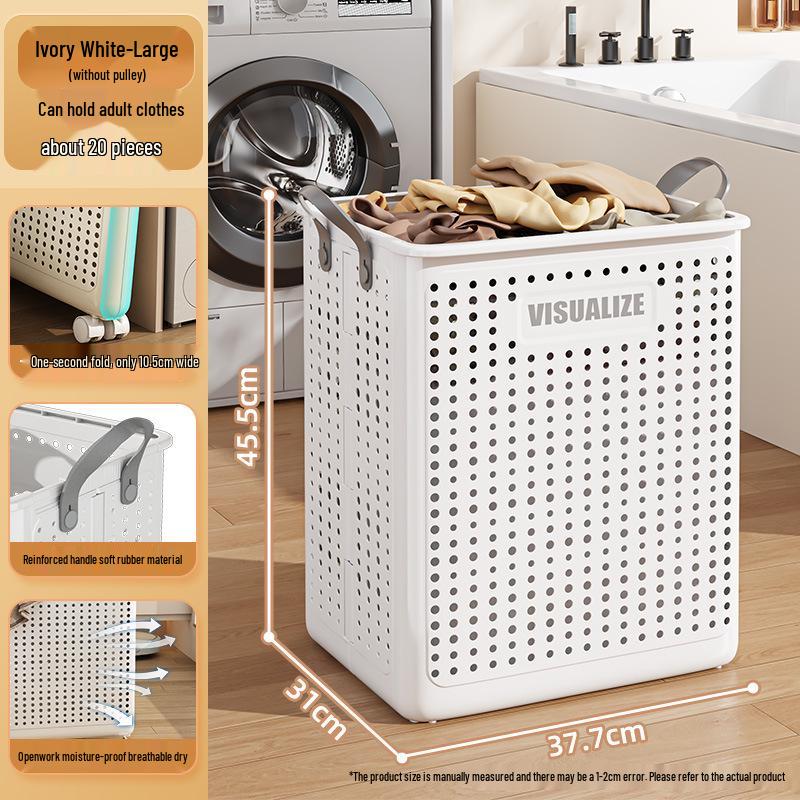 Foldable Laundry Basket with Wheels - Storage for Dirty Clothes