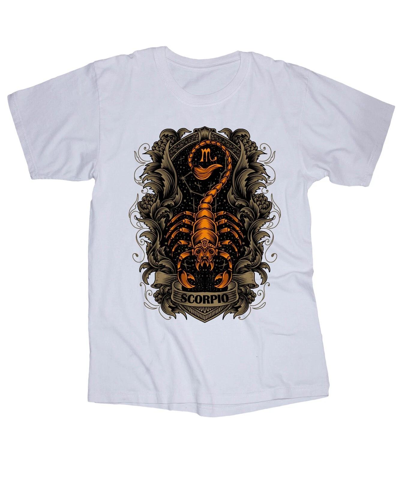 

SCORPIO Astrology white T-shirt Zodiac Horoscope Stars Planet W Graphic Tee S