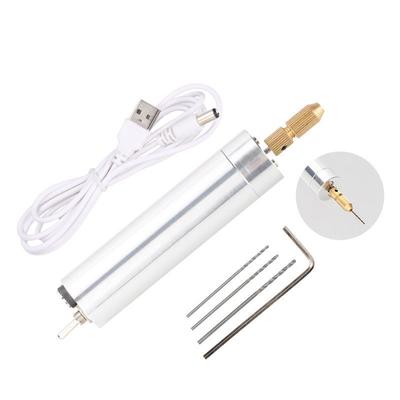 Mini  Grinder Silver-Aluminum Alloy Electric Drill Puncher Tool Engraving Carving Pen Set